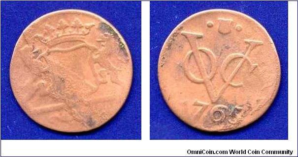 1 duit.
V.O.C. - United East India Company.
Utreht mint.


Cu.