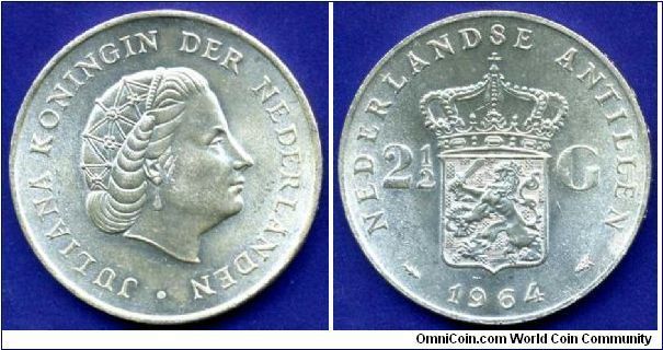 2-1/2 Gulden.
Queen Juliana (1948-1980).


Ag720f. 25,0gr.