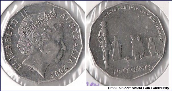 50 cent coin, World War II remembrance.