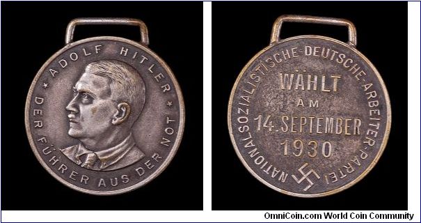 1930 NSDAP Election token, bronze.