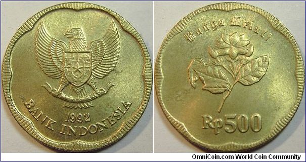 1992 Indonesia, 500 Rupiah. Bunga Melati