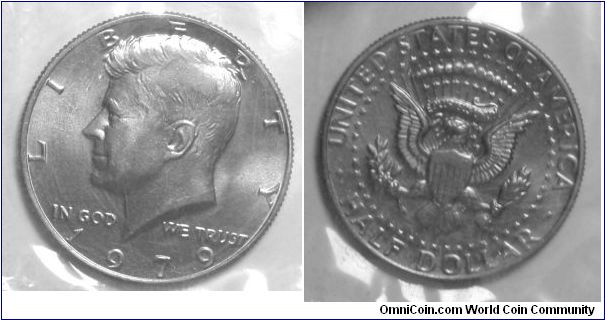 Kennedy Half Dollar. 1979-Mintmark: None (for Philadelphia, PA) centered above the date. Mint Set.