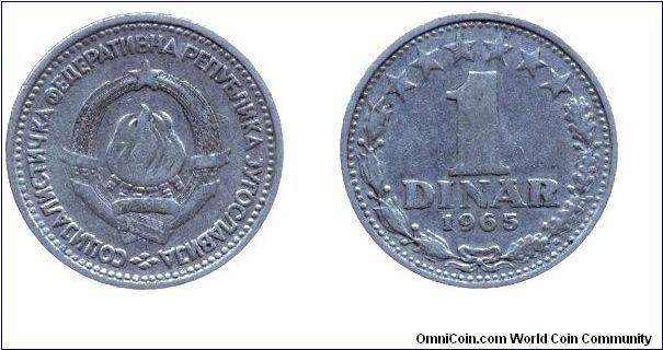SFR Yugoslavia, 1 dinar, 1963, Cu-Ni.                                                                                                                                                                                                                                                                                                                                                                                                                                                                               