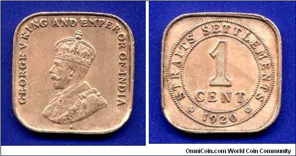 1 cent.
George V (1910-1936).
Straits Settlements.
Mintage 55,000,000 units.


Cu.