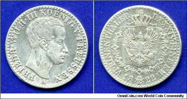 1/6 Thaler. (Folkname - Hundesechstel).
Kingdom of Prussia.
Friedrich Wilhem III (1797-1840).


Ag521f. 5,34gr.