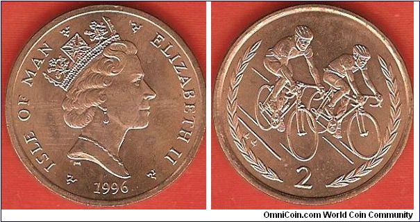 2 pence
2 cyclists
Elizabeth II by Raphael Makhlouf
bronze plated steel