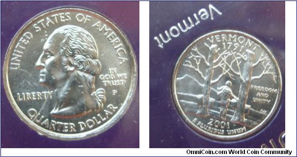 2001 Commemorative Quarter Platinum Edition, Mint Mark P for Philadelphia, Pennsylvania.