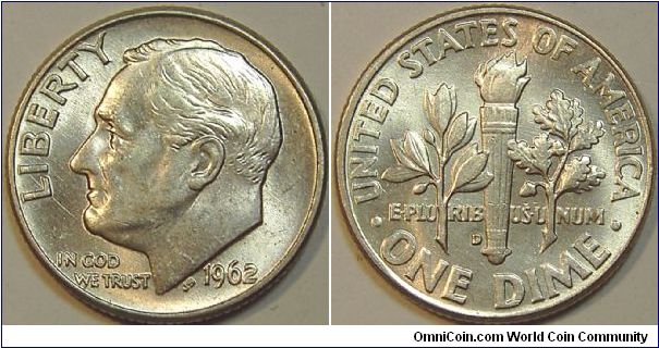 1962D Rosevelt, One Dime