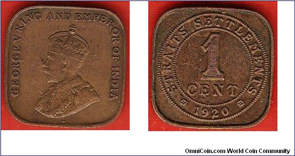 Straits Settlements
1 cent
George V king and emperor
bronze
square coin