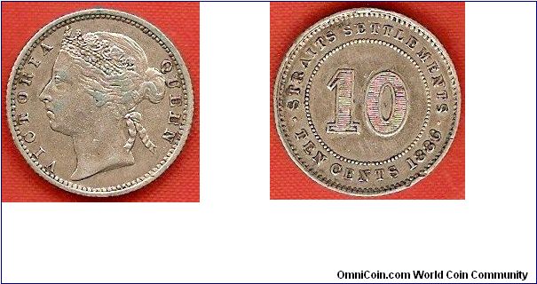 Straits Settlements
10 cents
Queen Victoria
0.800 silver