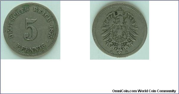 1875CC, 
5 Pfennigs