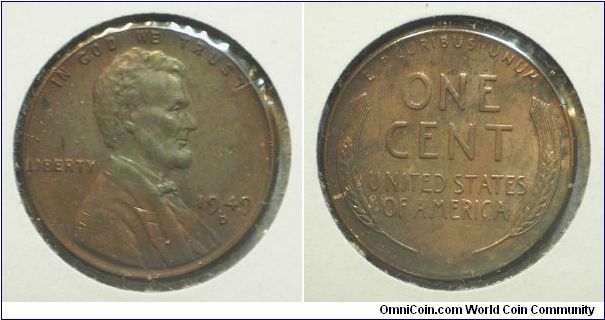 1949D Lincoln, One Cent, Toned