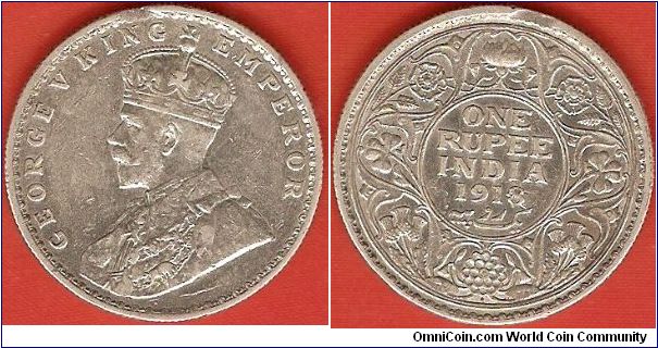 British India
1 rupee
George V, king, emperor
Bombay Mint
0.917 silver