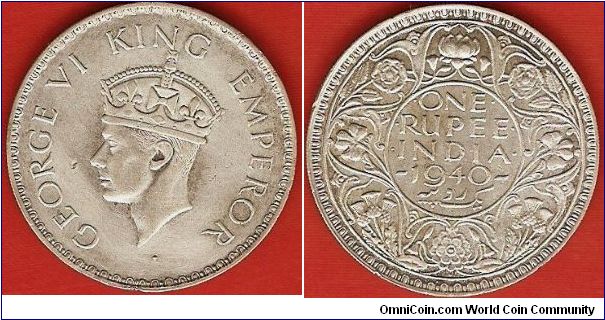 British India
1 rupee
George VI, king, emperor
Bombay Mint
0.500 silver
