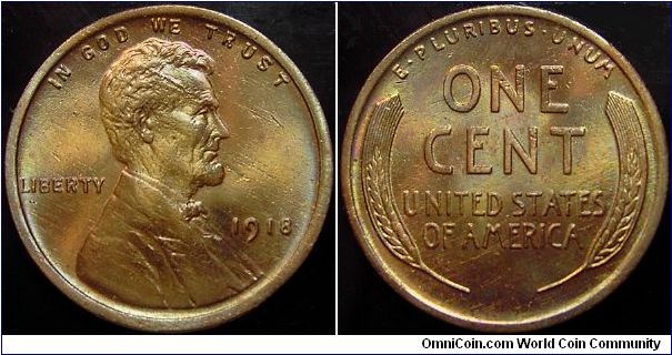 1918 Lincoln, One Cent, Lamination Error
Cleaned??