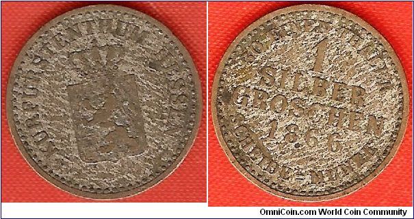Electorate of Hesse-Cassel
1 silbergroschen
This coin has a very strange oxidation pattern
0.312 silver
mintage 182,000