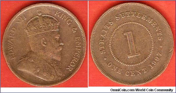 Straits Settlements
1 cent
Edward VII king and emperor
bronze