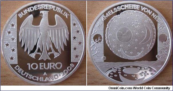 10 Euro - Nebra sky disk - 18 g Ag .925 Proof - mintage 260,000