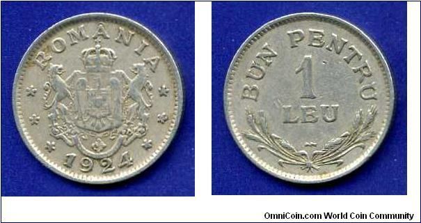 1 Leu.
Kingdom of Romania.
Ferdinand I (1914-1927).


Cu-Ni.