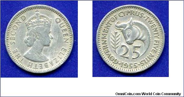 25 mils.
Elizabeth II.
Mintage 2,500,000 units.


Cu-Ni.