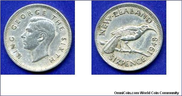 6 pence.
George VI (1936-1952) King.


Cu-Ni.