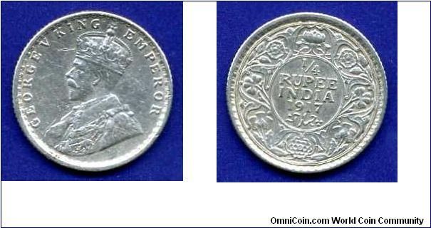 1/4 Rupee.
George V (1910-1936).


Ag917f. 2,92gr.