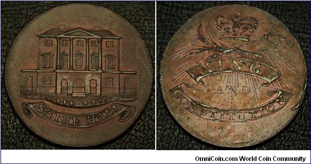 SHIRE HALL D&H-Essex (Chelmsford)-5 AU Obverse but  the reverse was struck with a worn out die.