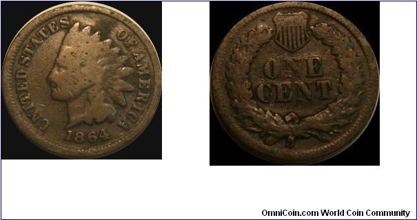 1864-L Indian Head Cent