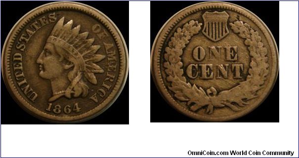 1864 Copper Nickel Indian Head Cent