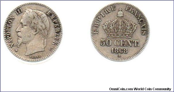 1868 50 centimes