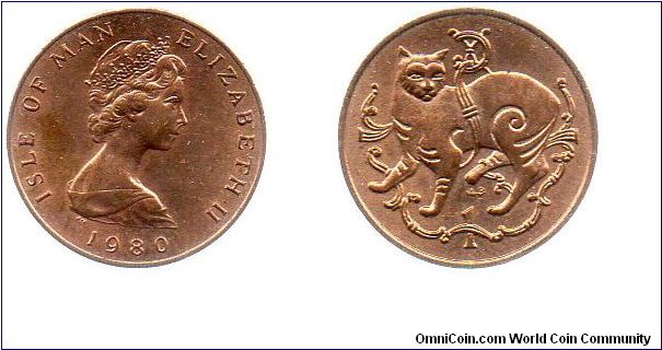 1980 1 penny - Manx cat