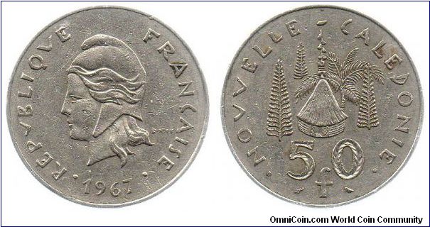 New Caledonia 1967 50 Francs
