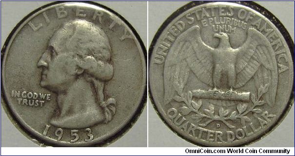 1953D Washington, Quarter Dollar