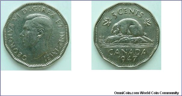 1947KG
5 cents
George VI