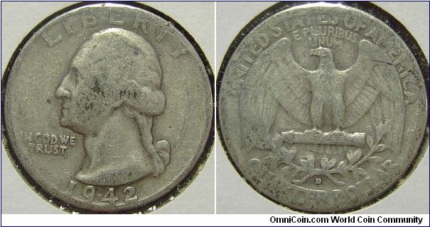 1942D Washington, Quarter Dollar