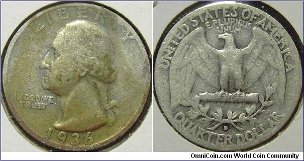 1936D Washington, Quarter Dollar