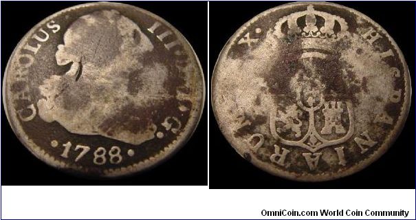 1788 2 Real
Minted in Spain
Metal Detector find