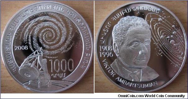 1000 Dram - Viktor Ambartsumian - 33.6 g Ag .925 Proof - mintage 500 pcs only !