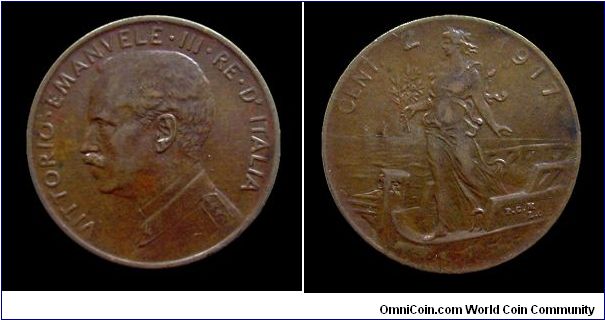 Kingdom of Italy - Victor Emmanuel III - 2 Cent. Italy/Prow - Copper