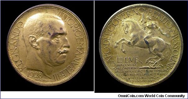 Kingdom of Italy - Victor Emmanuel III - 2 Lire token spendable within the International Show of Milan - Copper gilt - mm. 29,5