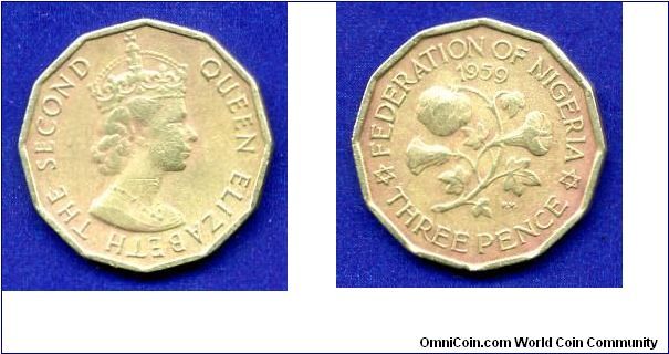 3 pence.
Federation of Nigeria.
Elizabeth II.


Br.