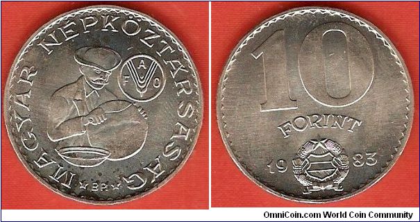 Peoples Republic
10 forint
F.A.O. issue
nickel
mintage 50,000