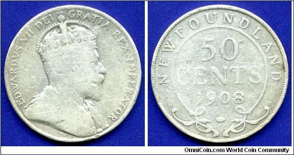 50 cents.
Newfoundland.
Edward VII (1901-1910).
Mintage 160,000 units.


Ag925f. 11,78gr.