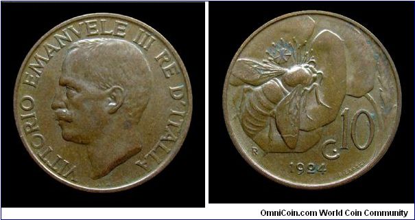 Kingdom of Italy - Victor Emmanuel III - 10 Cent. Bee - Copper