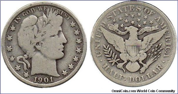 1901 Barber 1/2 Dollar