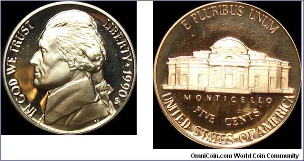 1990-S Proof Jefferson Nickel