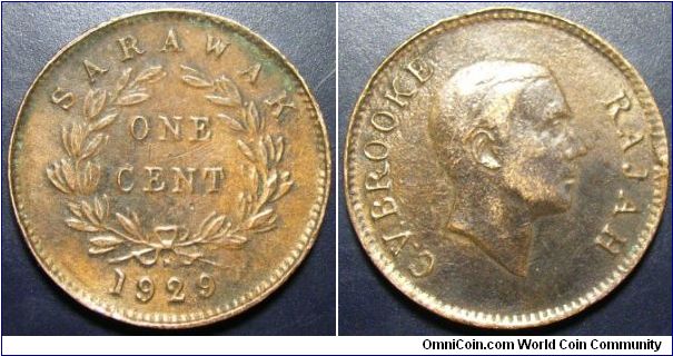 Malaya 1929 1 cent. Bent.
