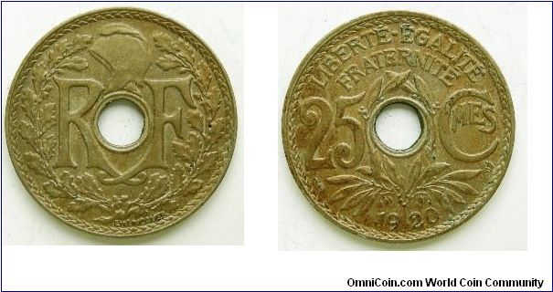 25 centimes
Reeded edge