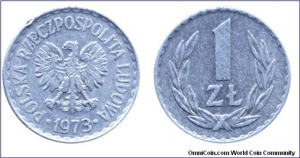 Poland, 1 zloty, 1973, Al, People's Republic of Poland.                                                                                                                                                                                                                                                                                                                                                                                                                                                             
