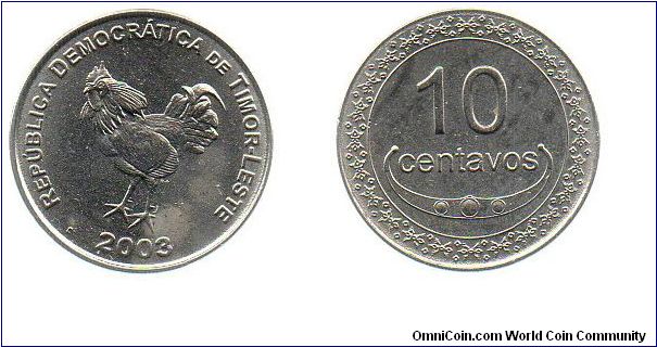 East Timor 2003 10 centavos - rooster